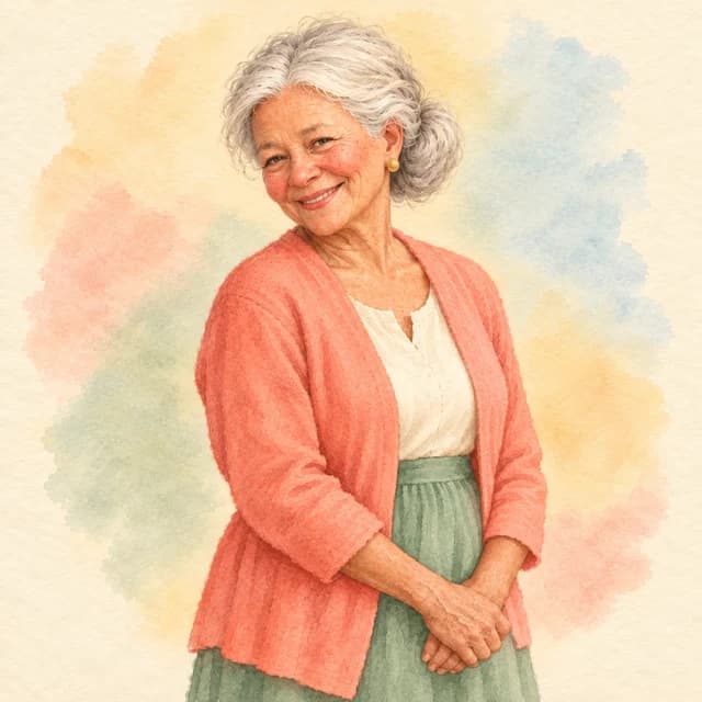 Fictional sample character Grandma Bea in watercolor
