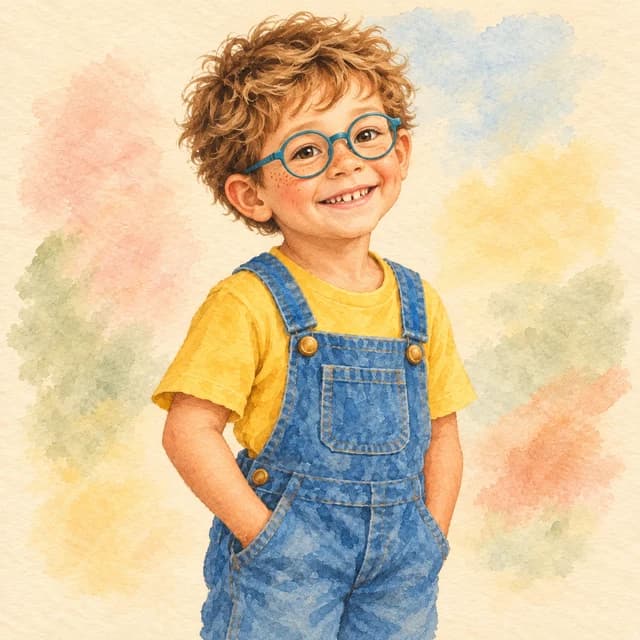Fictional sample character Milo in watercolor