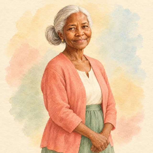 Fictional sample character Grandma Bea in watercolor