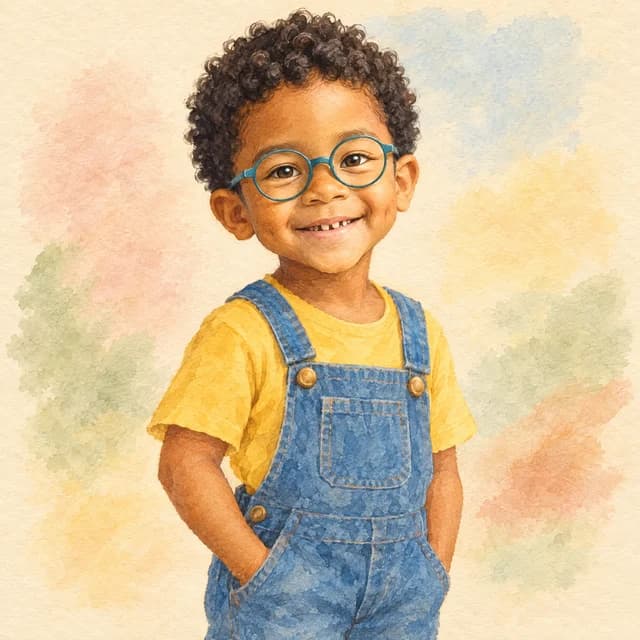 Fictional sample character Milo in watercolor