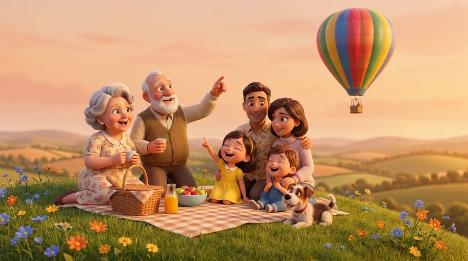 Animated Movie 3D sample illustration: the same family scene rendered in this style